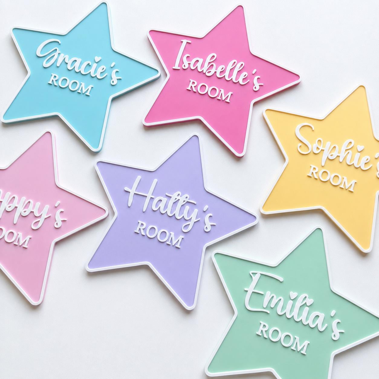 Personalised Name Door Sign – Custom Girls Bedroom Star Decoration Plate Plaque