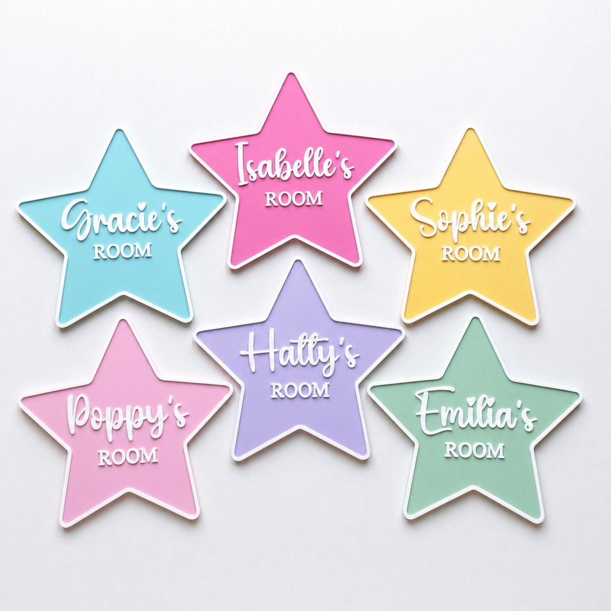 Personalised Name Door Sign – Custom Girls Bedroom Star Decoration Plate Plaque