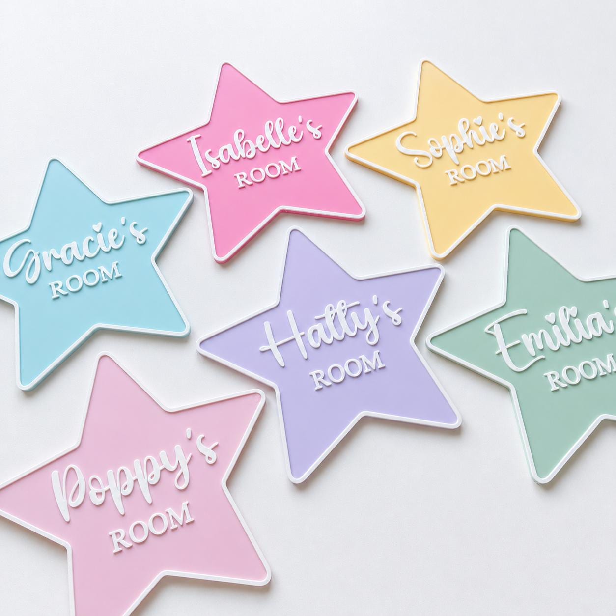 Personalised Name Door Sign – Custom Girls Bedroom Star Decoration Plate Plaque
