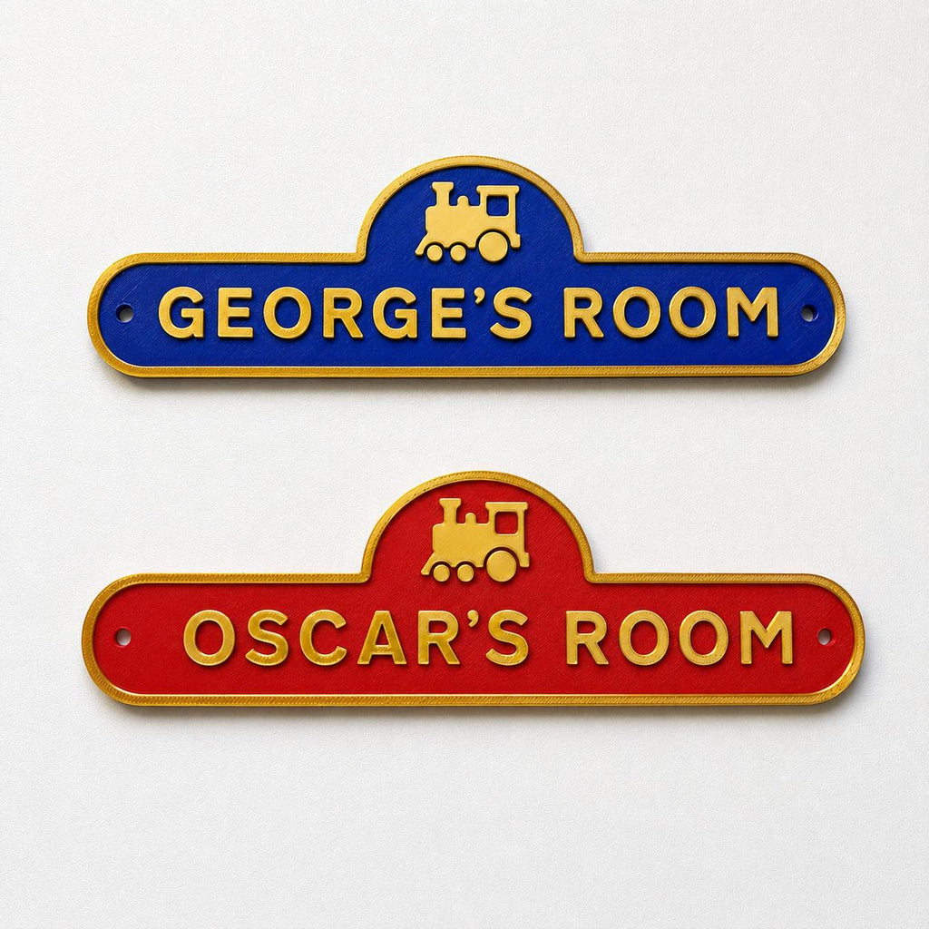 Personalised Kids Name Train Door Sign – Custom Boys Bedroom Decoration Plate