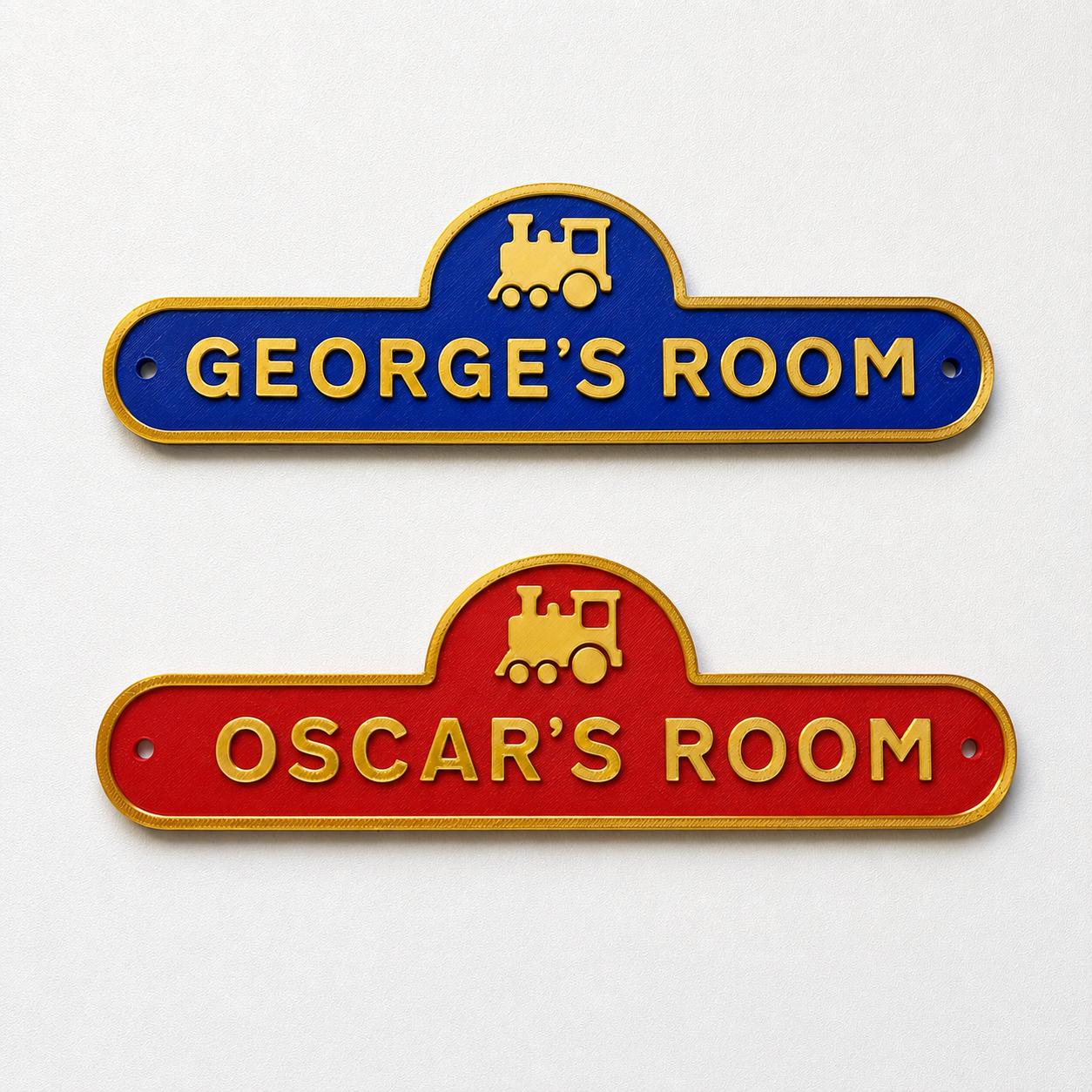 Personalised Kids Name Train Door Sign – Custom Boys Bedroom Decoration Plate