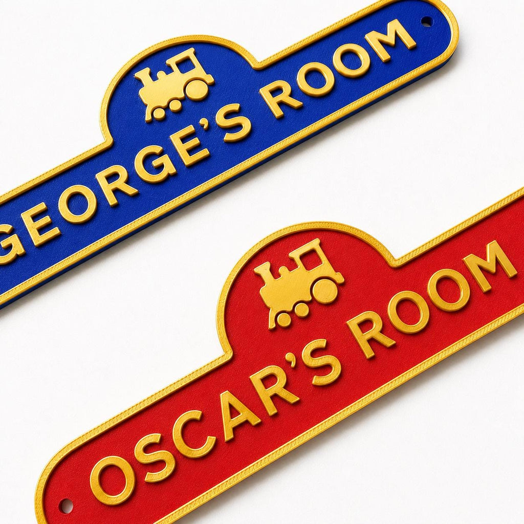 Personalised Kids Name Train Door Sign – Custom Boys Bedroom Decoration Plate