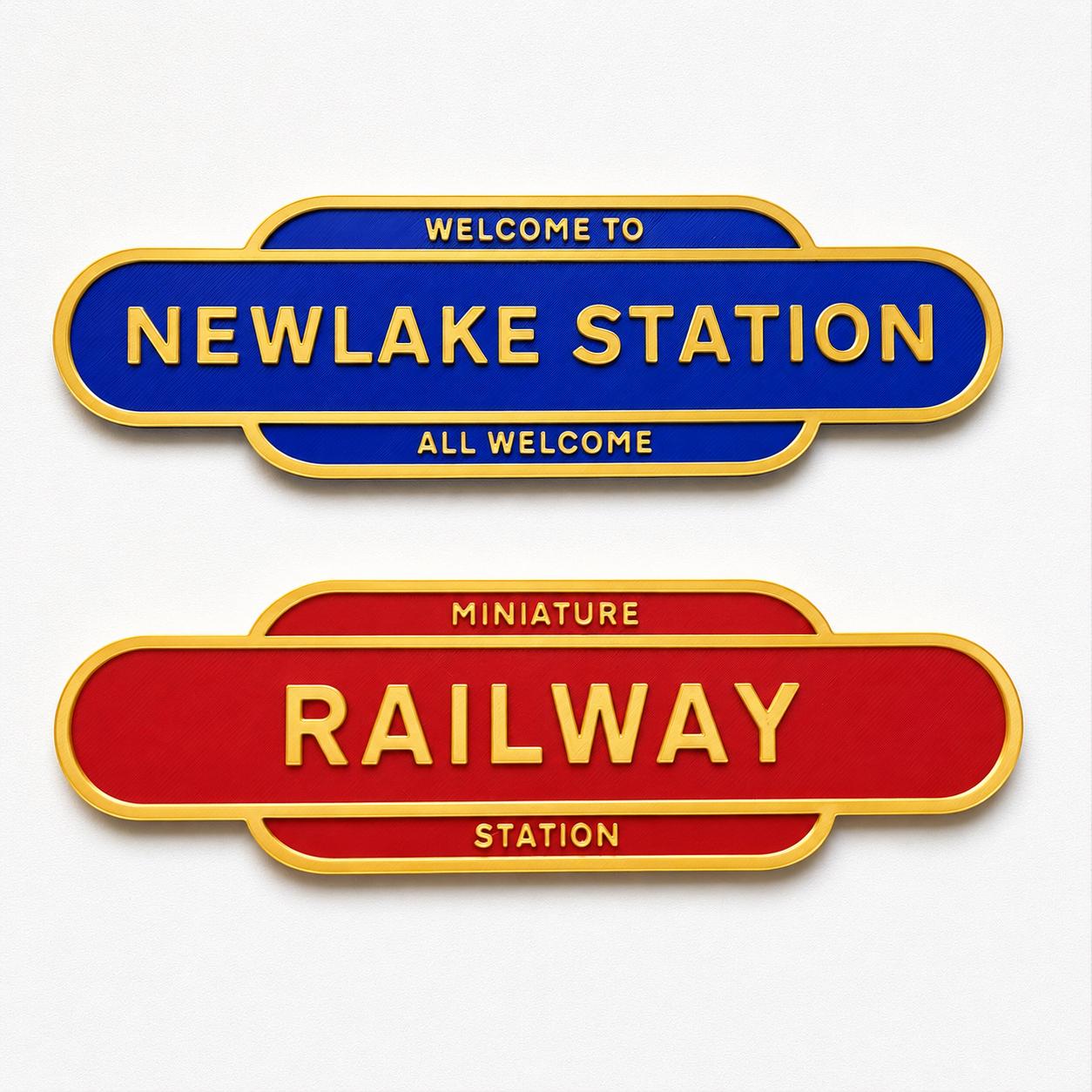 Personalised Text Railway Sign Man Cave Workshop Garage Shed Model Train Plaque