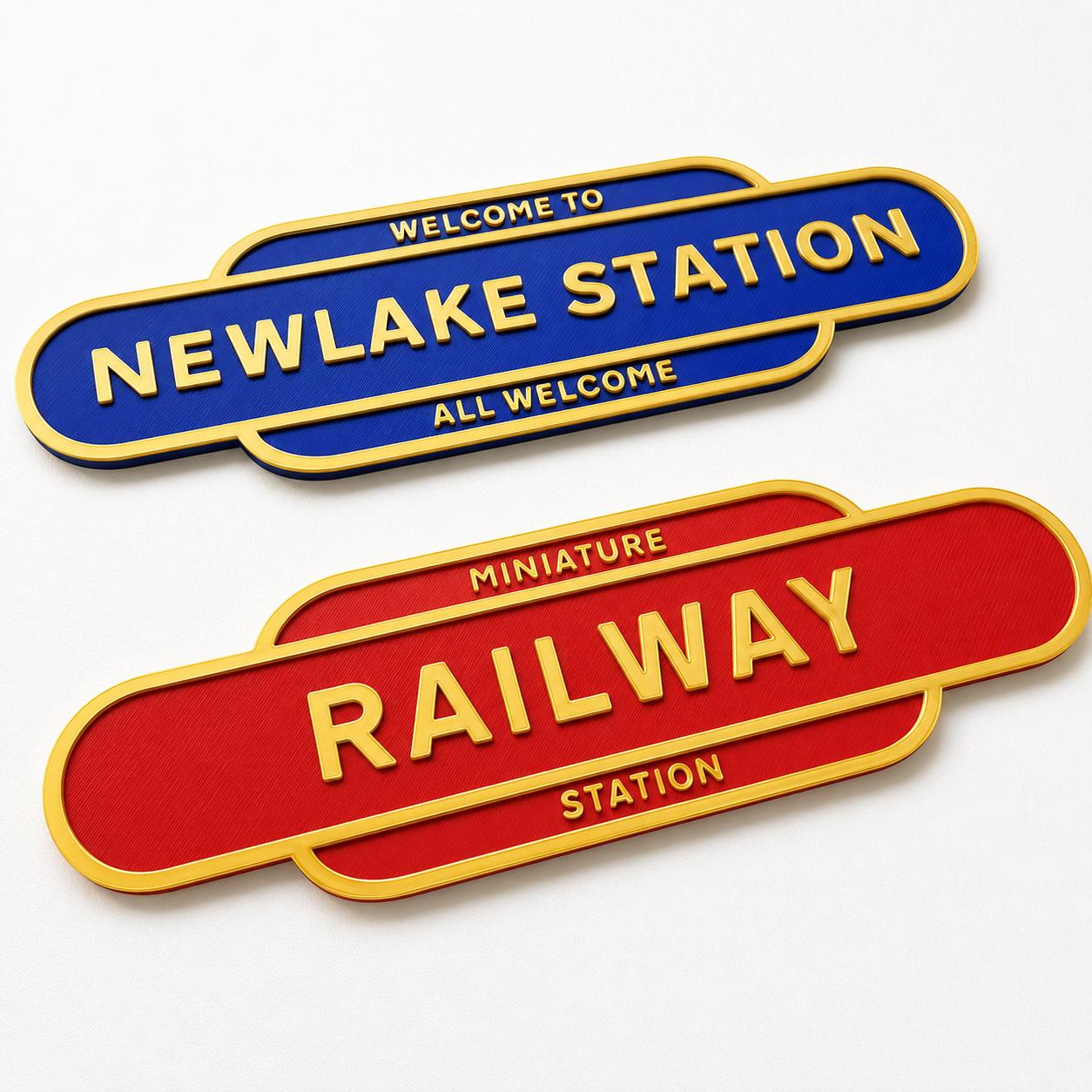Personalised Text Railway Sign Man Cave Workshop Garage Shed Model Train Plaque