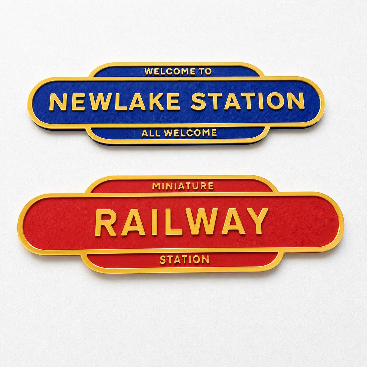 Personalised Text Railway Sign Man Cave Workshop Garage Shed Model Train Plaque