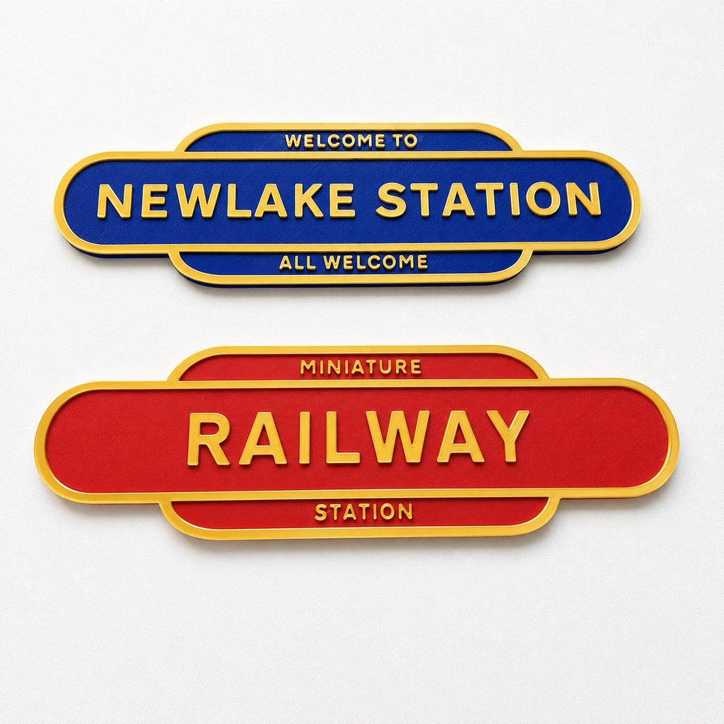 Personalised Text Railway Sign Man Cave Workshop Garage Shed Model Train Plaque