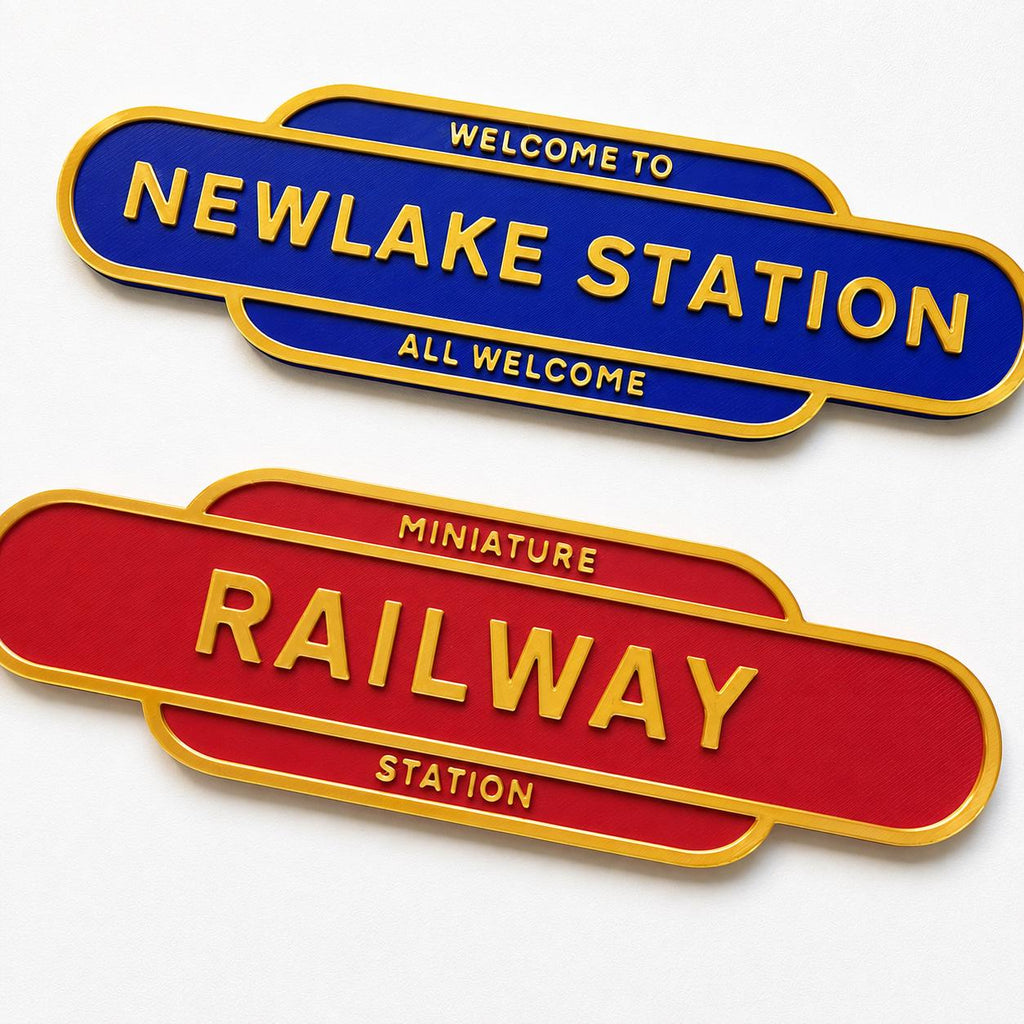 Personalised Text Railway Sign Man Cave Workshop Garage Shed Model Train Plaque