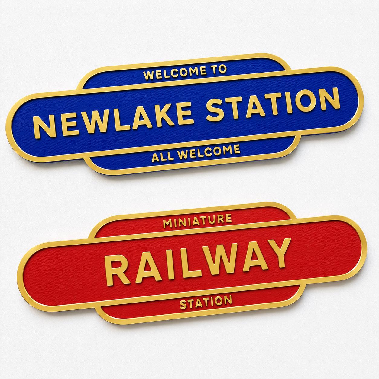 Personalised Text Railway Sign Man Cave Workshop Garage Shed Model Train Plaque