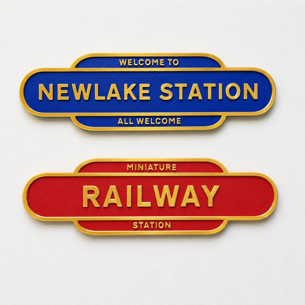 Personalised Text Railway Sign Man Cave Workshop Garage Shed Model Train Plaque