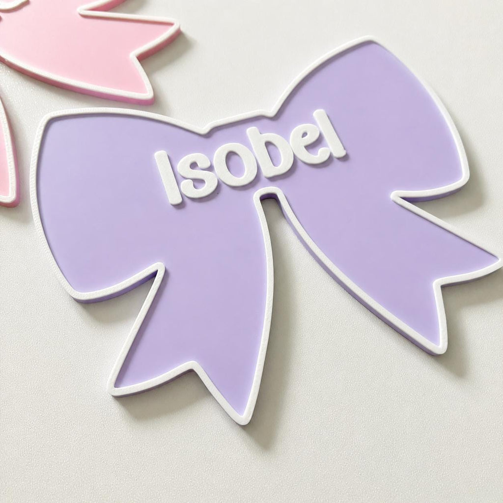 Personalised Bow Door Sign – Custom Girls Name Bedroom Decoration Plate Plaque