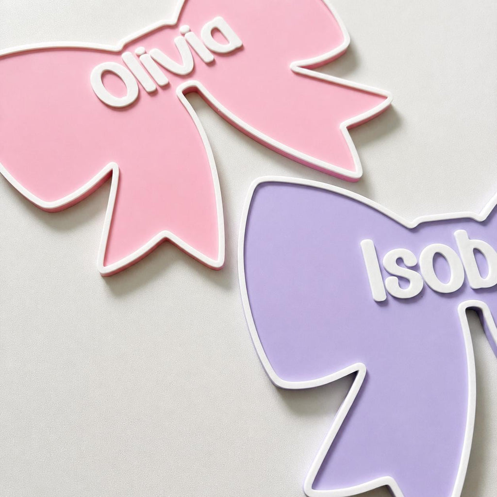 Personalised Bow Door Sign – Custom Girls Name Bedroom Decoration Plate Plaque
