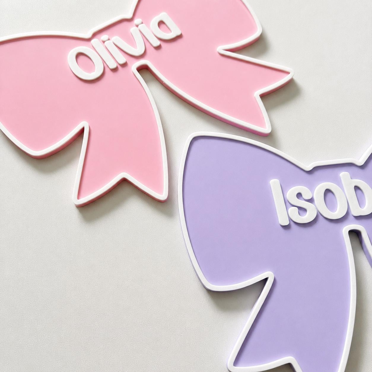 Personalised Bow Door Sign – Custom Girls Name Bedroom Decoration Plate Plaque