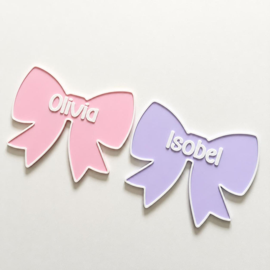 Personalised Bow Door Sign – Custom Girls Name Bedroom Decoration Plate Plaque