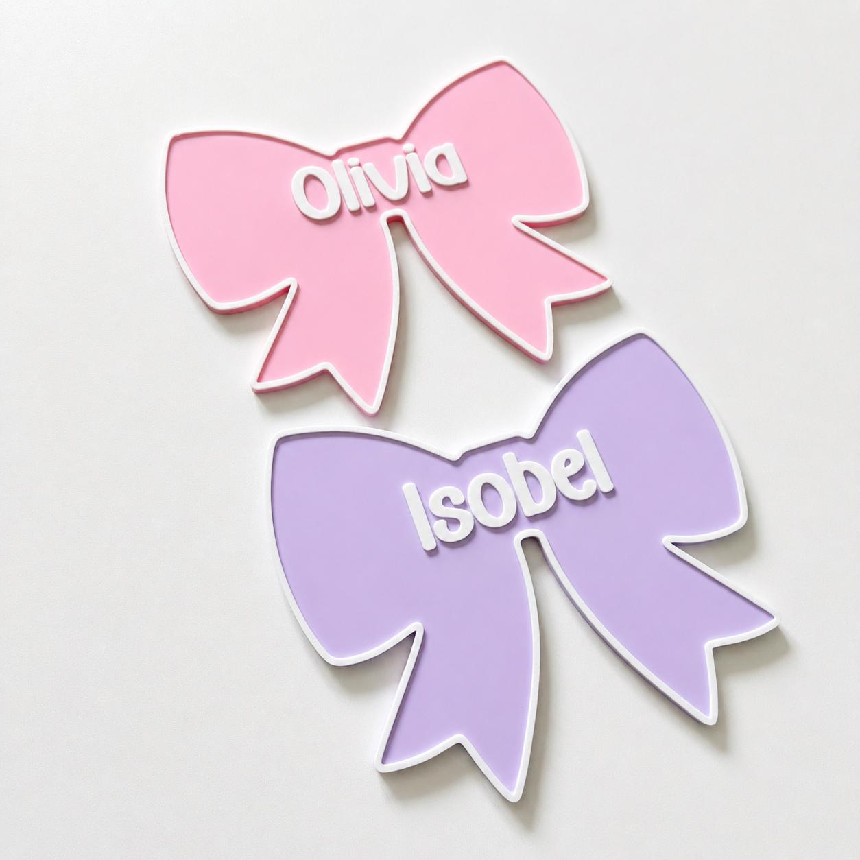 Personalised Bow Door Sign – Custom Girls Name Bedroom Decoration Plate Plaque