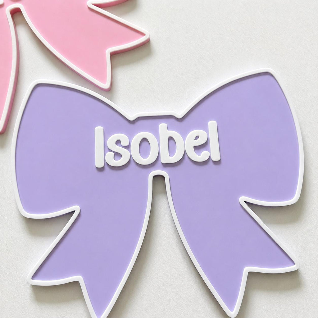 Personalised Bow Door Sign – Custom Girls Name Bedroom Decoration Plate Plaque