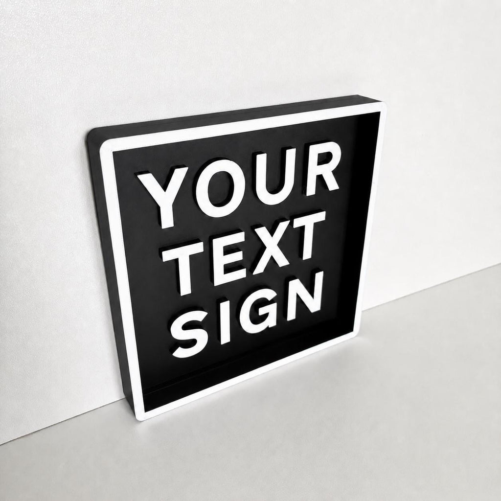 Personalised Text Box Sign – Custom Freestanding/Wall Mounted House Decoration