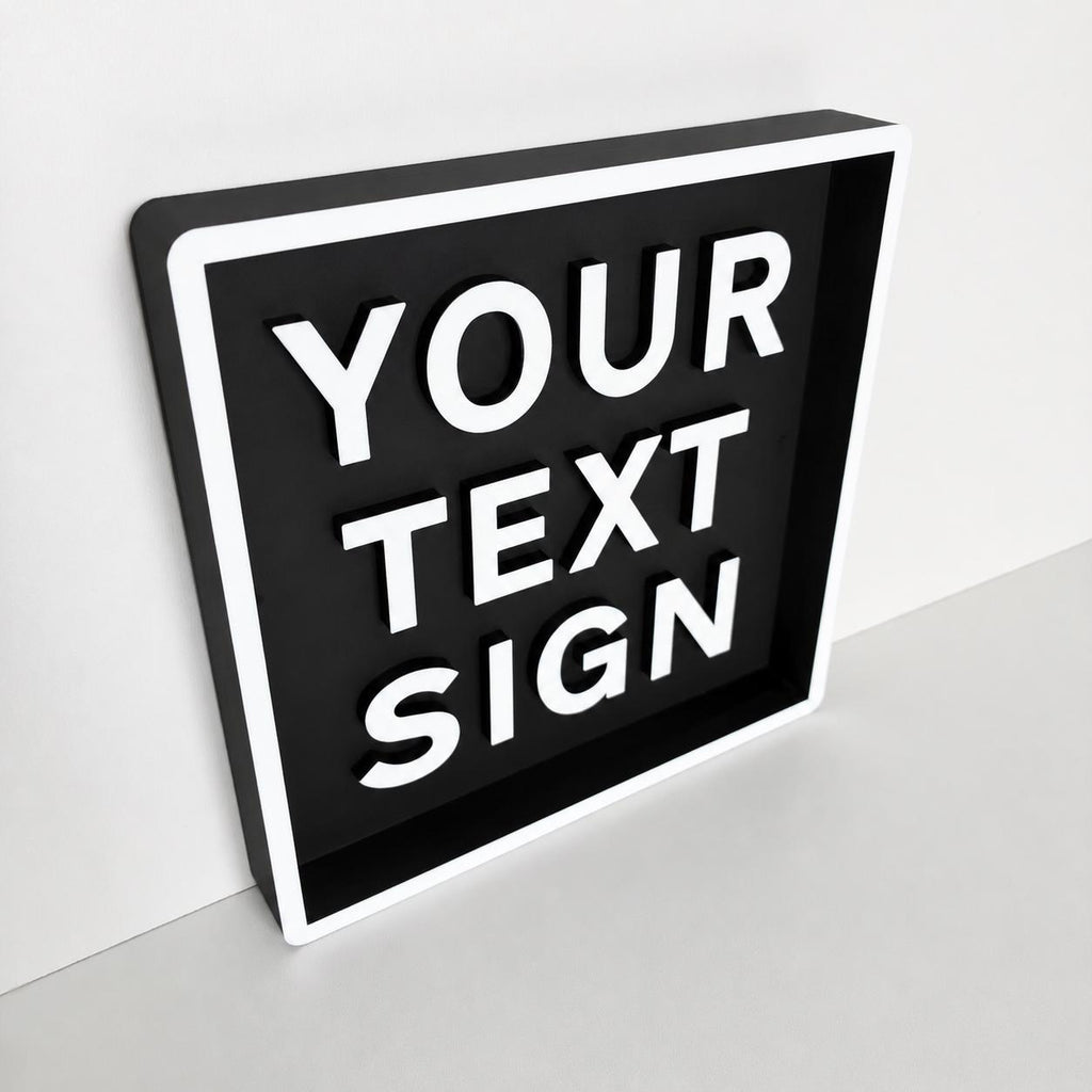 Personalised Text Box Sign – Custom Freestanding/Wall Mounted House Decoration