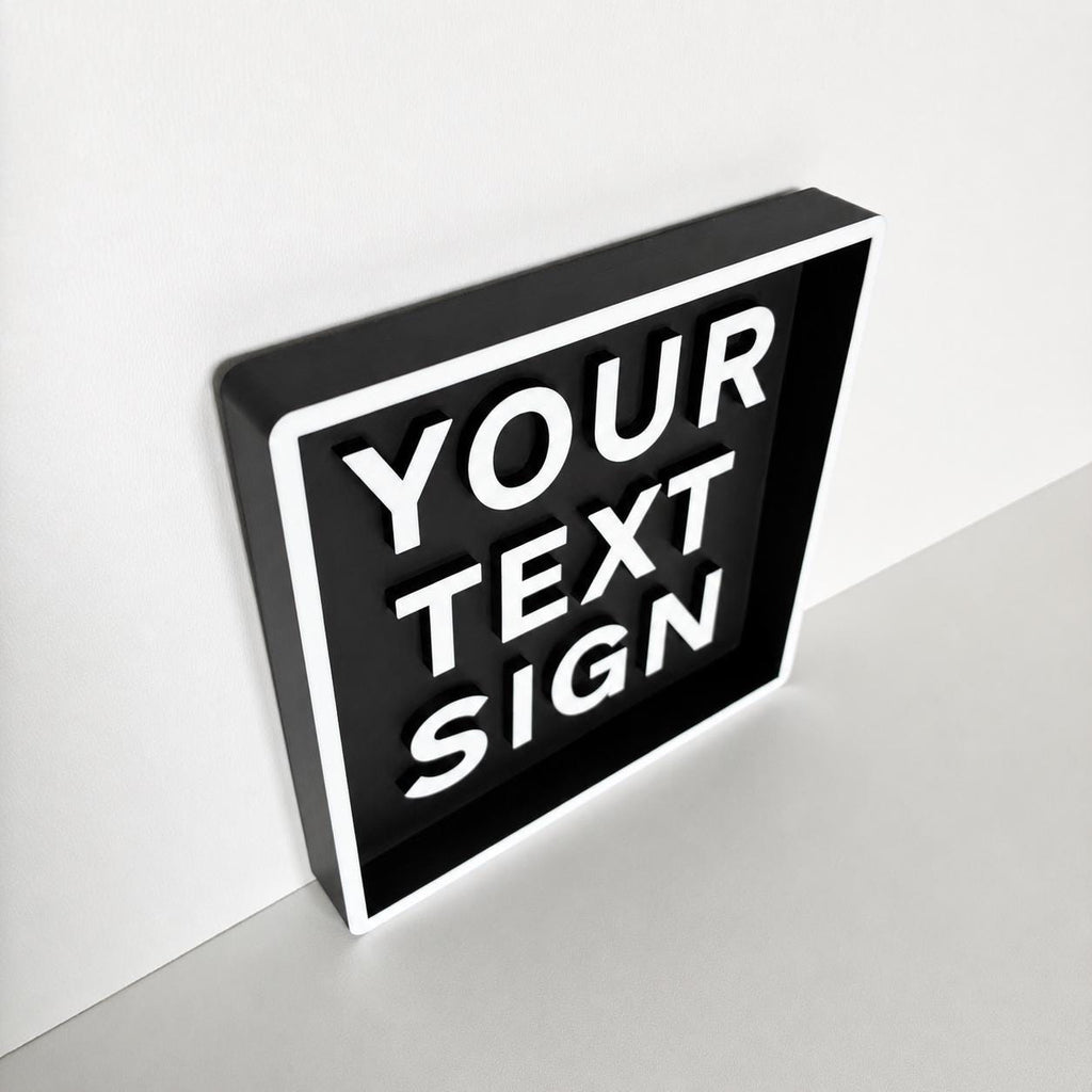 Personalised Text Box Sign – Custom Freestanding/Wall Mounted House Decoration