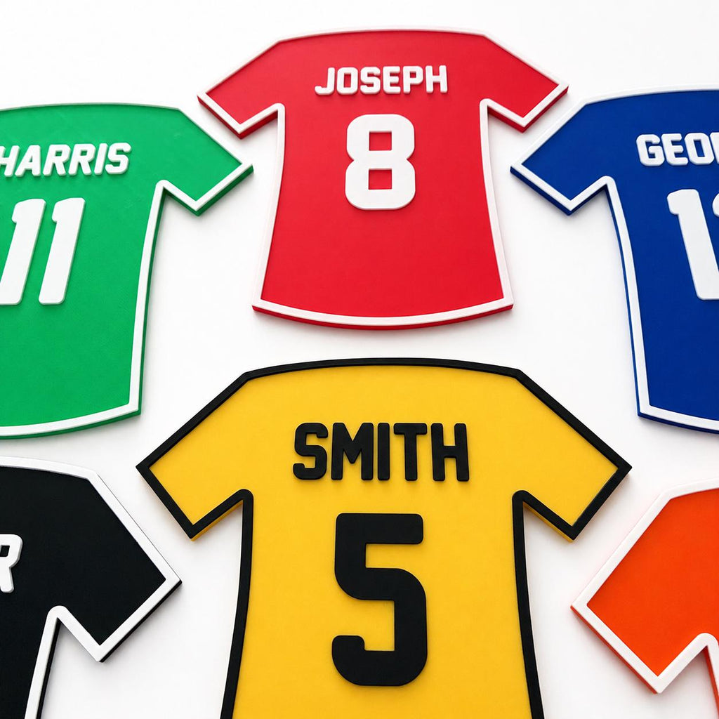 Personalised Football Shirt Plaque Kids Name Door Sign Custom Boys Bedroom Decor
