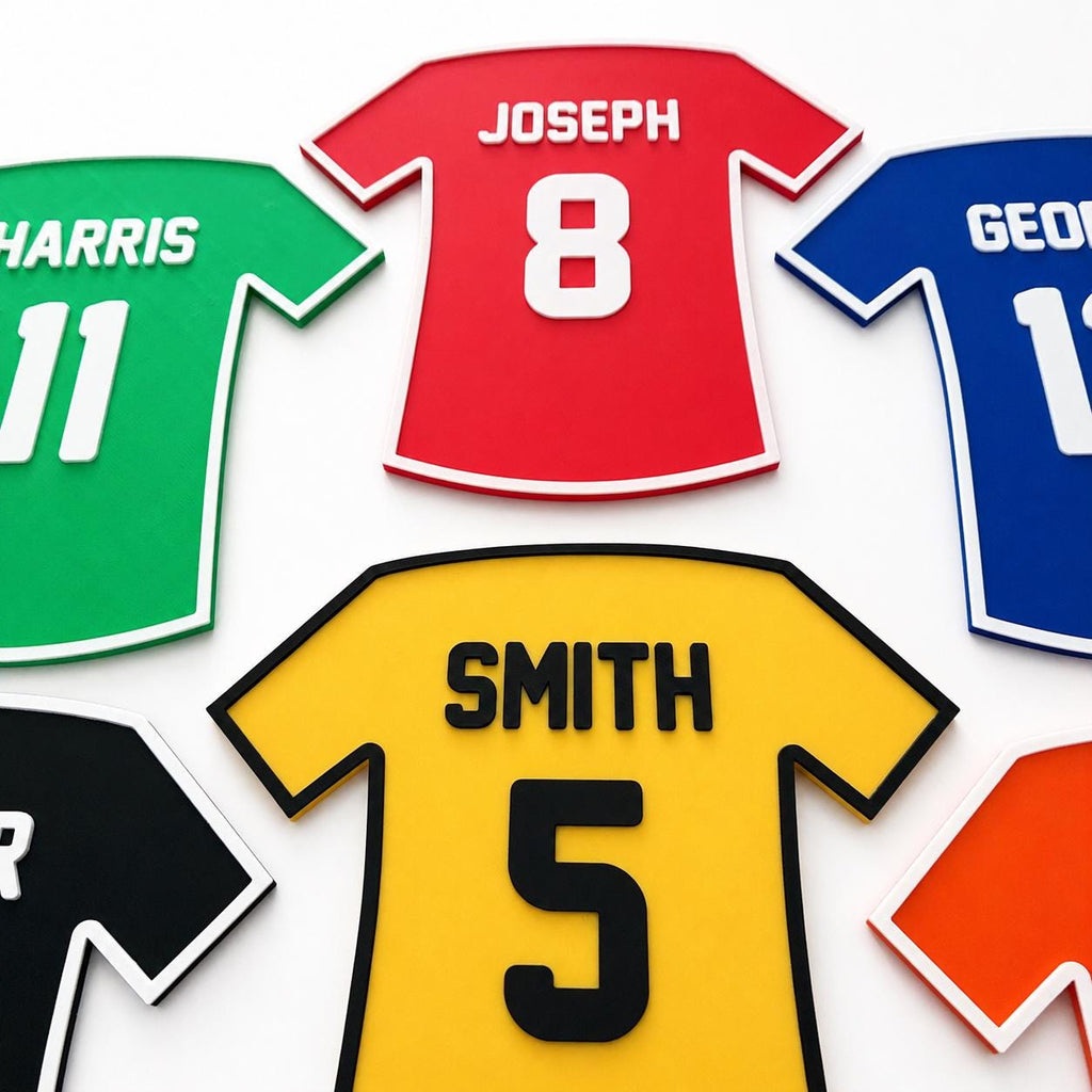 Personalised Football Shirt Plaque Kids Name Door Sign Custom Boys Bedroom Decor