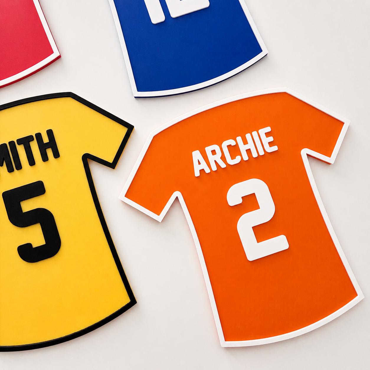 Personalised Football Shirt Plaque Kids Name Door Sign Custom Boys Bedroom Decor