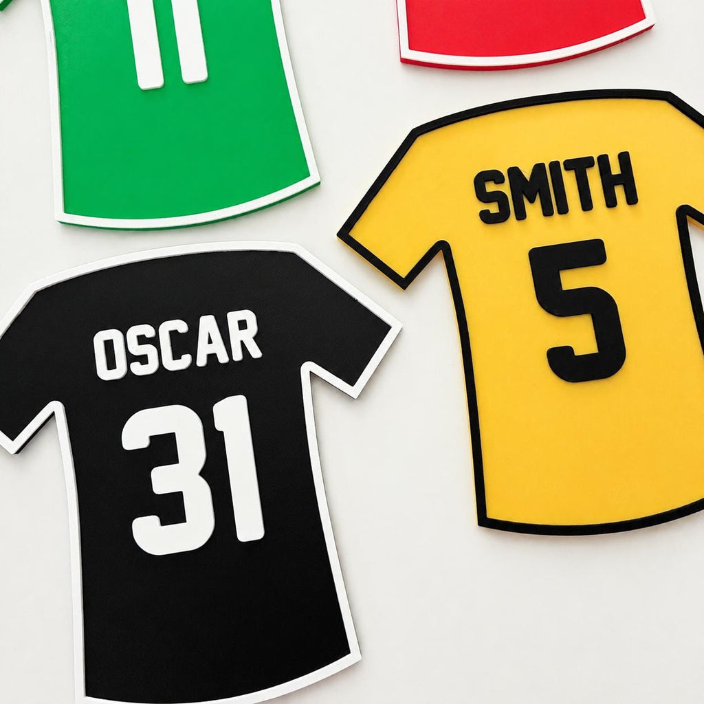Personalised Football Shirt Plaque Kids Name Door Sign Custom Boys Bedroom Decor