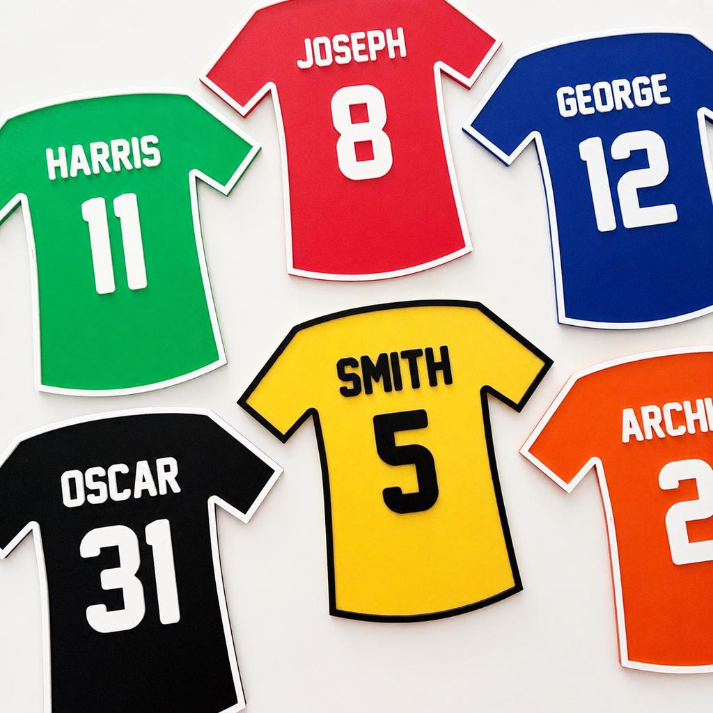 Personalised Football Shirt Plaque Kids Name Door Sign Custom Boys Bedroom Decor