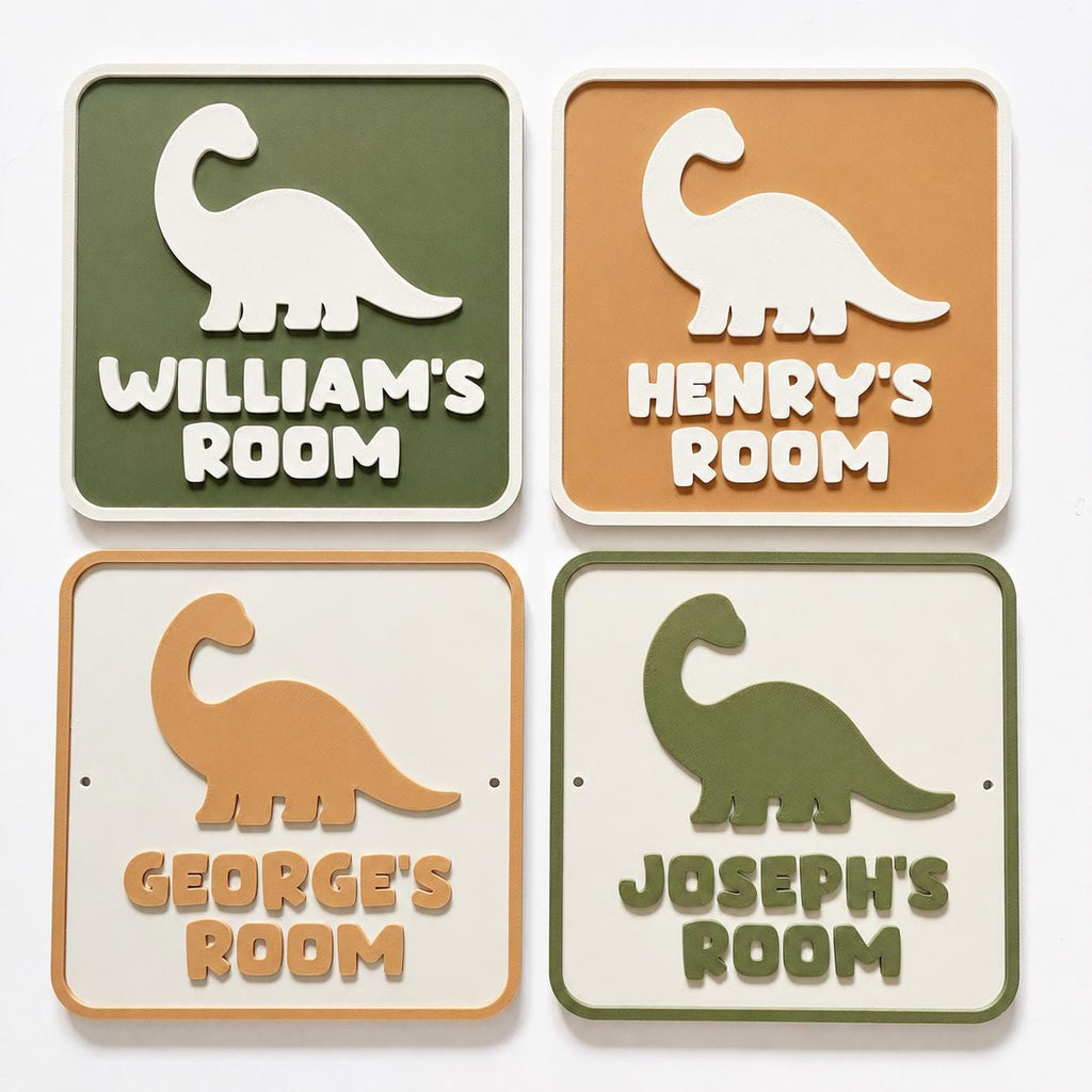 Personalised Dinosaur Bedroom Door Sign – Custom Kids Name Room Decoration Plate