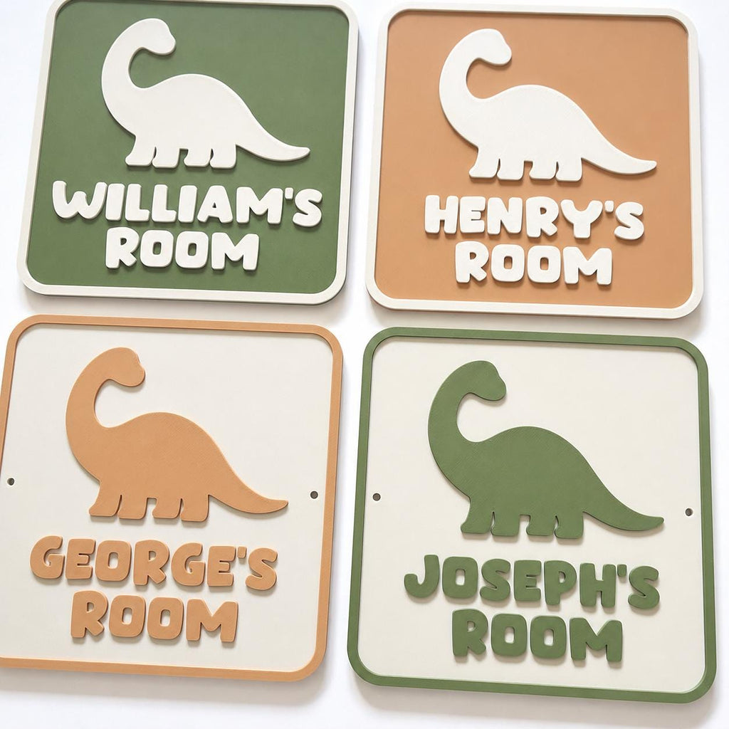 Personalised Dinosaur Bedroom Door Sign – Custom Kids Name Room Decoration Plate