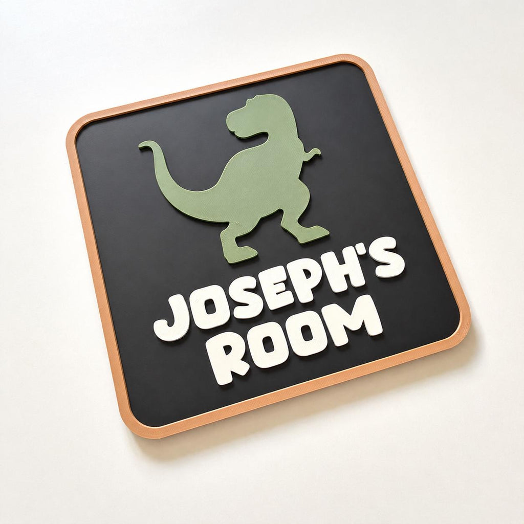 Personalised Dinosaur Bedroom Door Sign – Custom Kids Name Room Decoration Plate