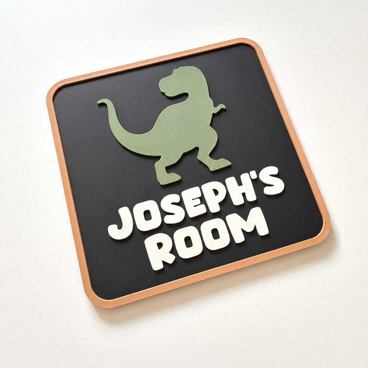 Personalised Dinosaur Bedroom Door Sign – Custom Kids Name Room Decoration Plate