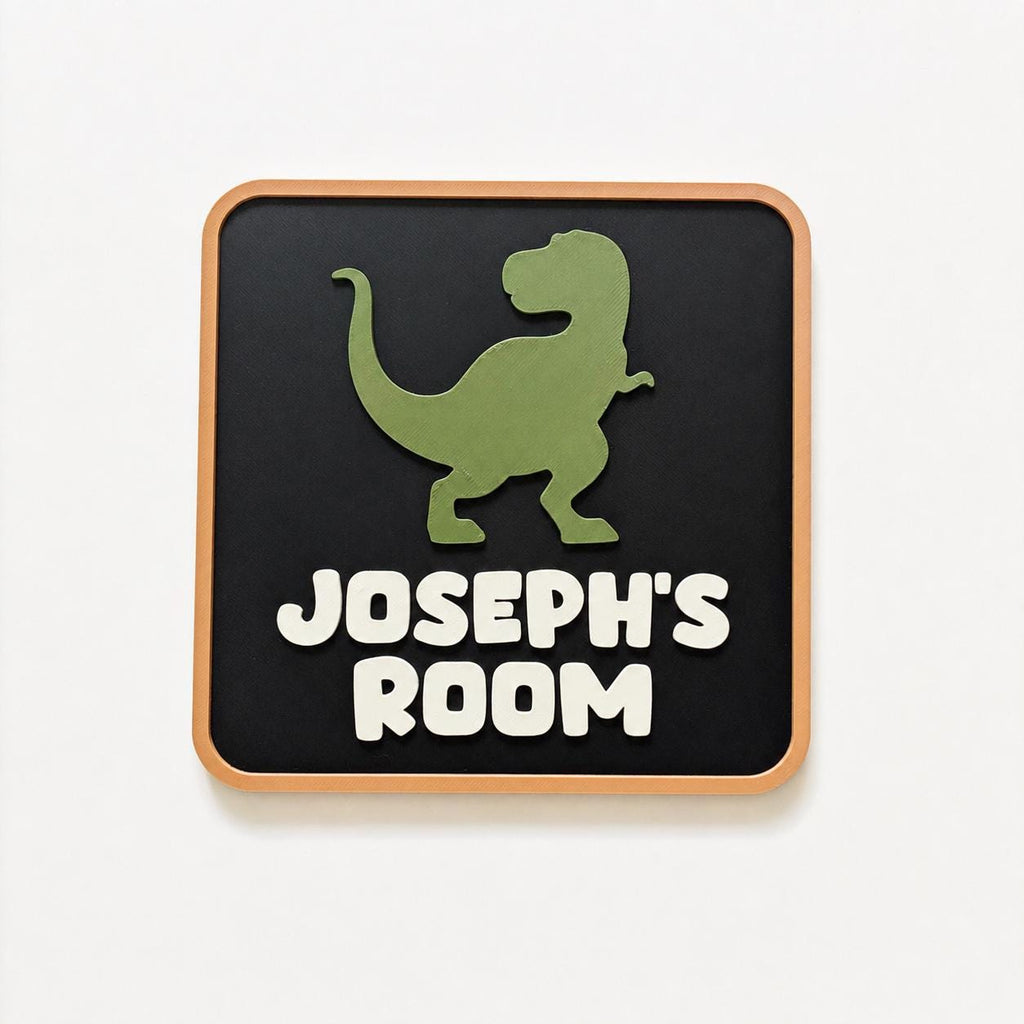 Personalised Dinosaur Bedroom Door Sign – Custom Kids Name Room Decoration Plate