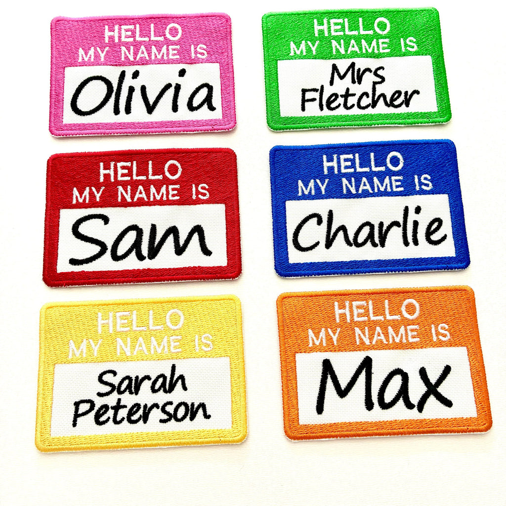 Personalised Embroidered Hello My Name Is Badges Sew/Iron/VELCRO® Text Patches
