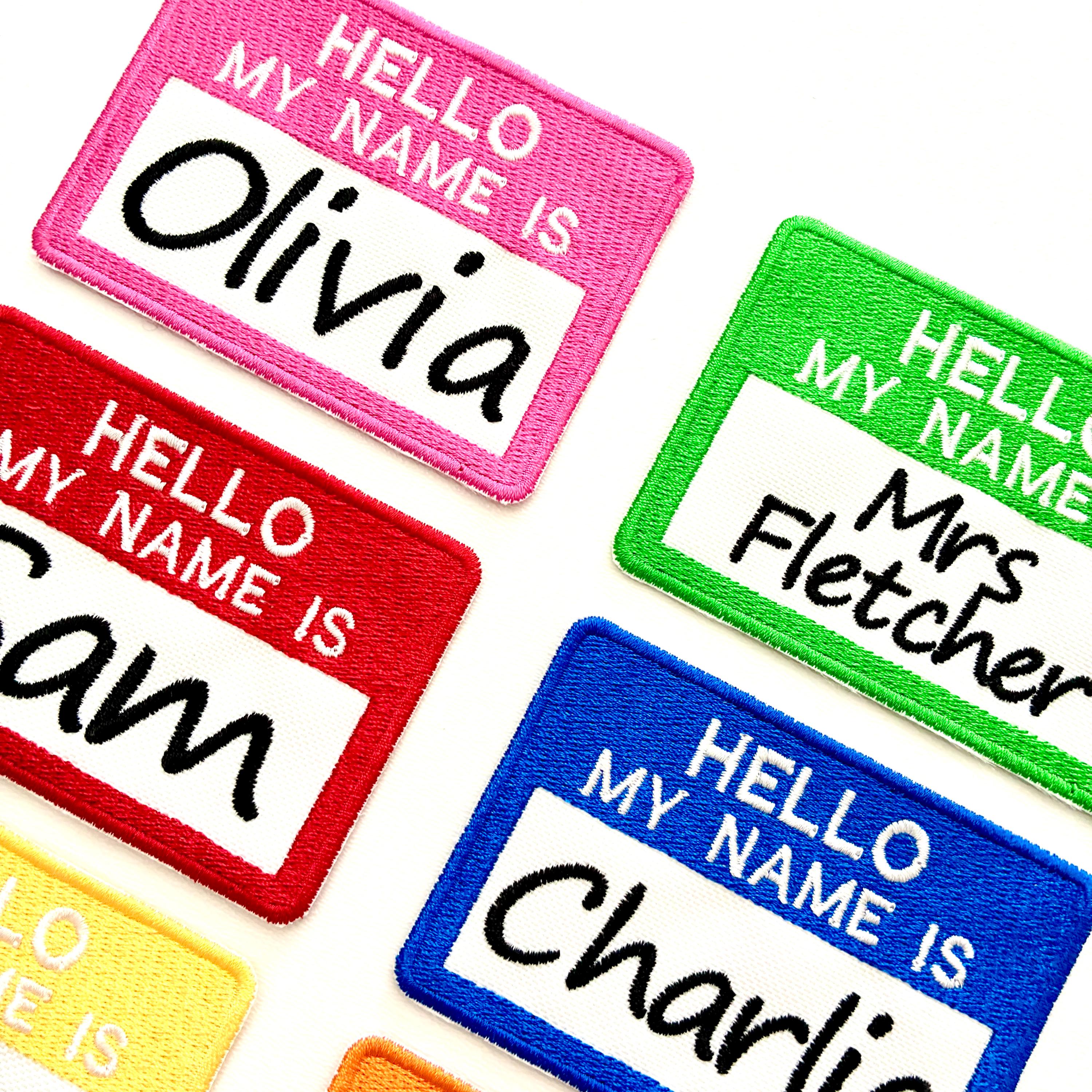 Personalised Embroidered Hello My Name Is Badges Sew/Iron/VELCRO® Text Patches