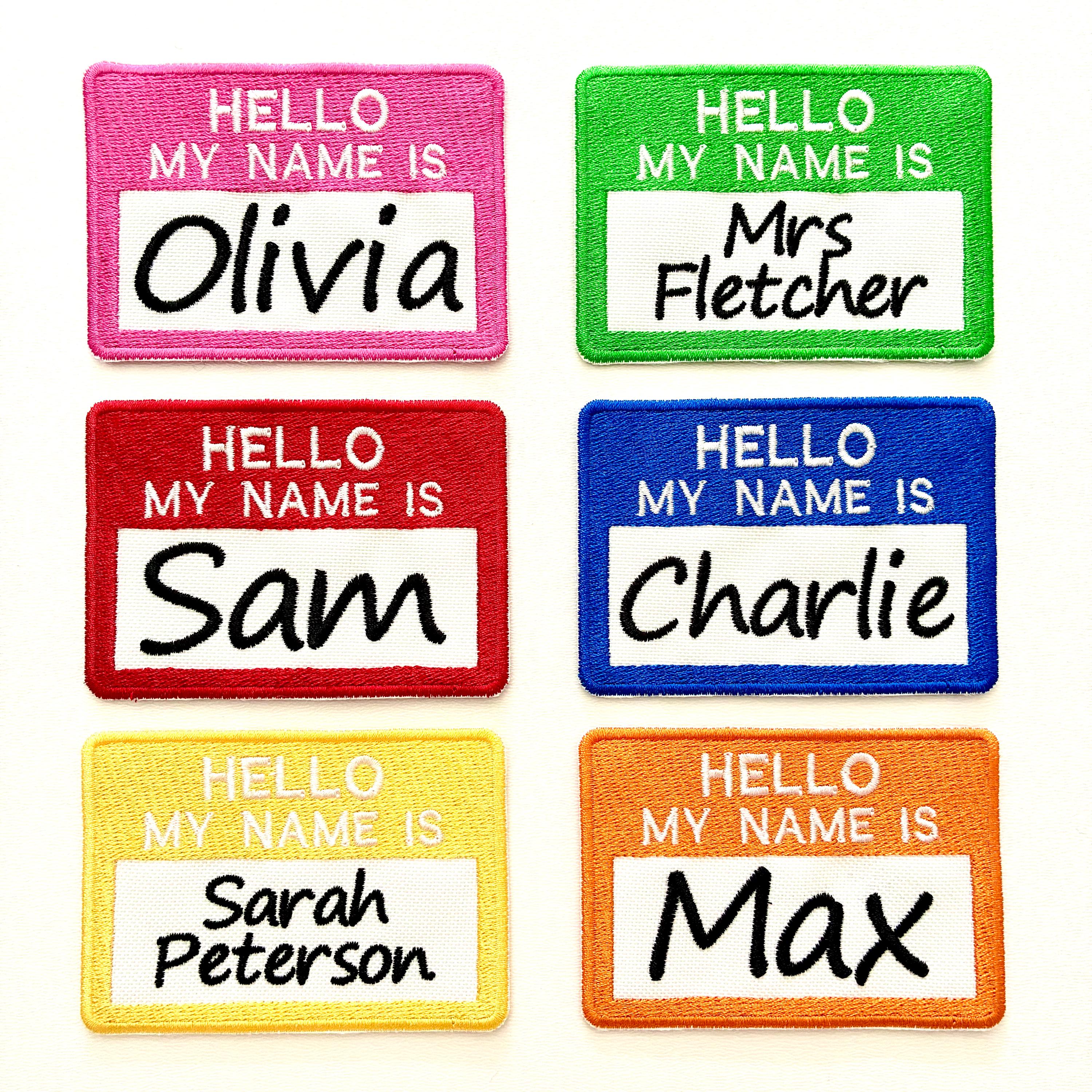 Personalised Embroidered Hello My Name Is Badges Sew/Iron/VELCRO® Text Patches