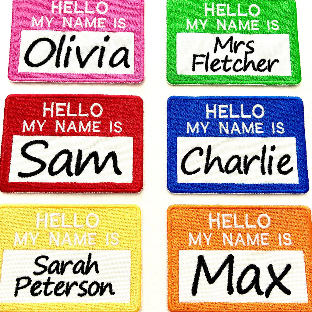 Personalised Embroidered Hello My Name Is Badges Sew/Iron/VELCRO® Text Patches