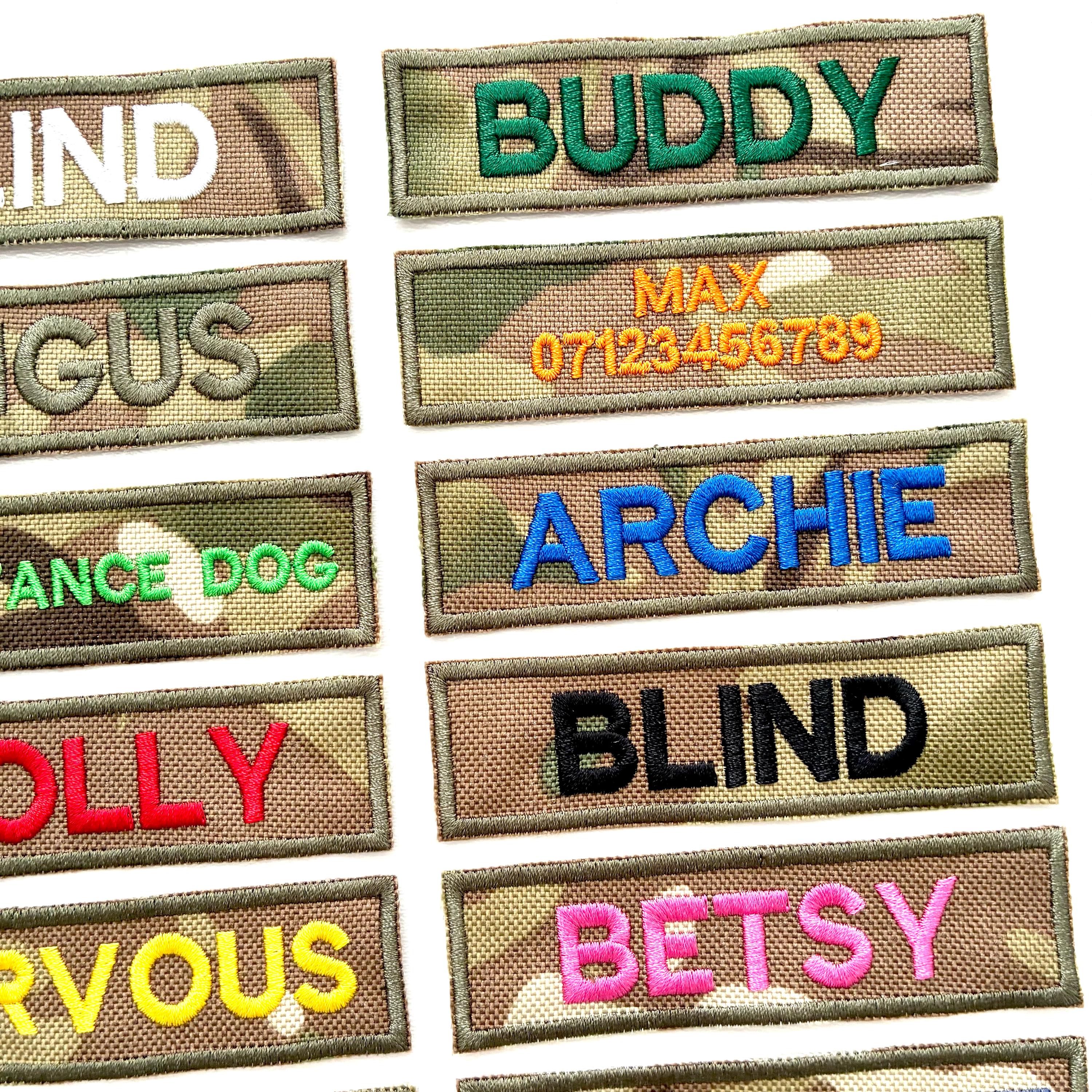 VELCRO® Patch To Fit Julius K9 Dog Harness Personalised Embroidered Camo Badge