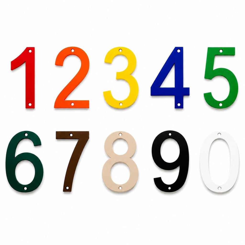 House Numbers – Front Door Sign Plaque Home Address Wall Mounted Screw Holes