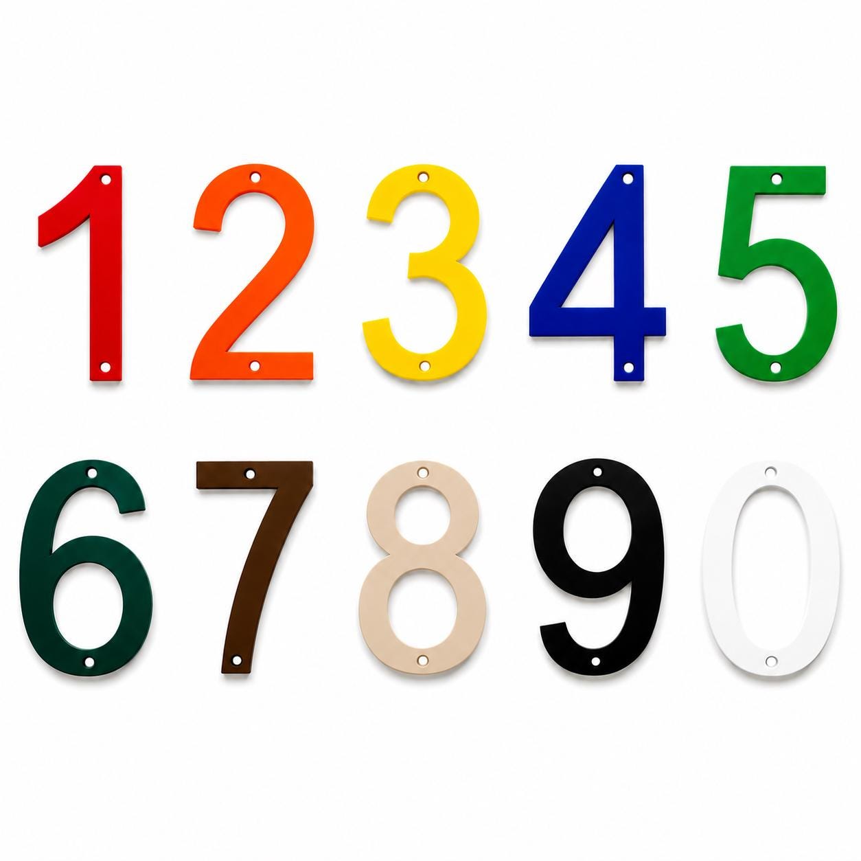 House Numbers – Front Door Sign Plaque Home Address Wall Mounted Screw Holes