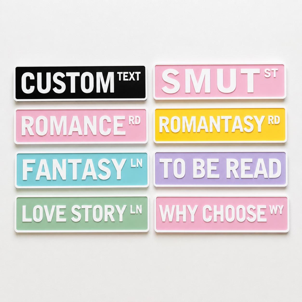 Personalised Book Genre Library Plaque Bookcase Shelf Decoration Plate Sign