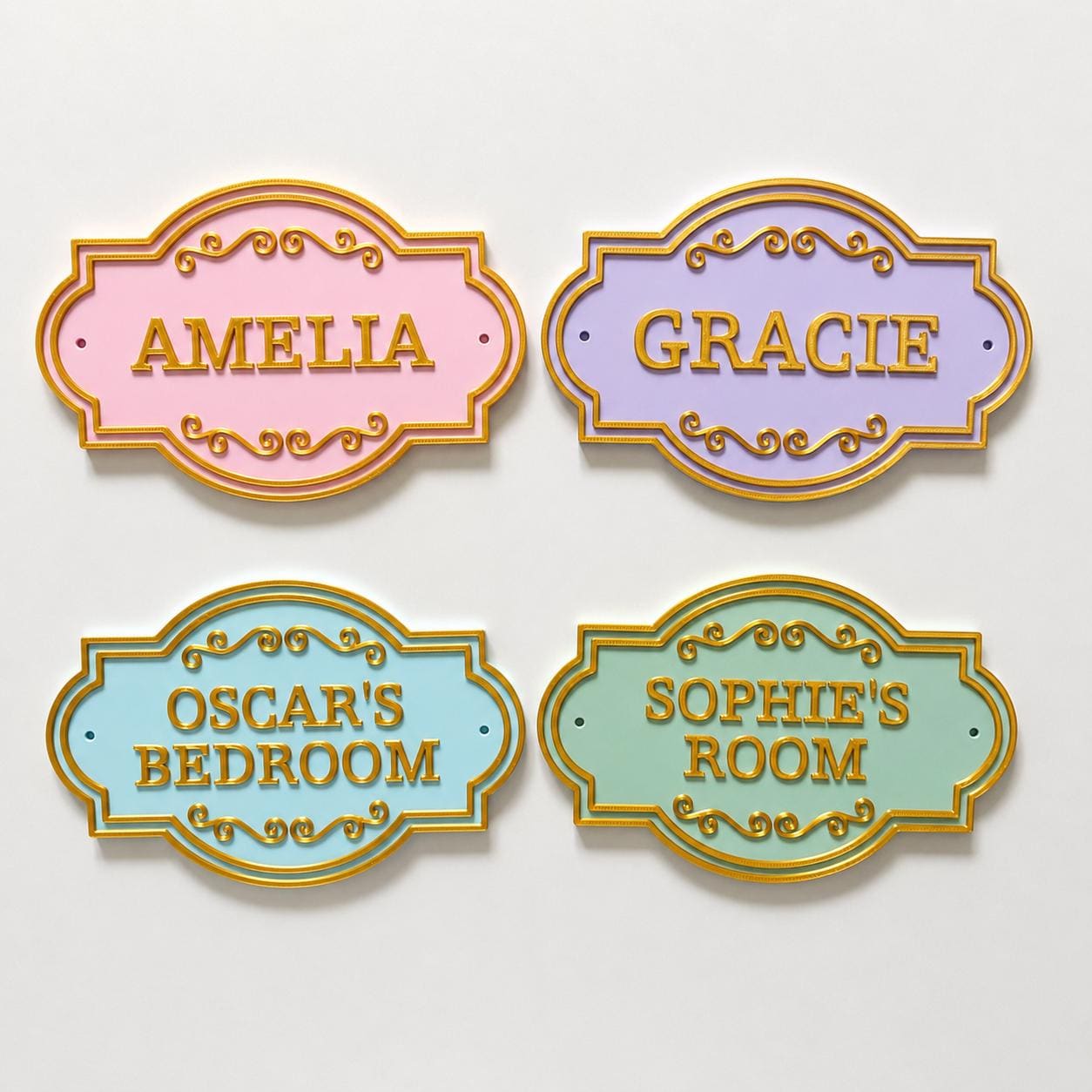 Personalised Kids Name Door Sign Custom Girls Boys Gold Bedroom Decoration Plate