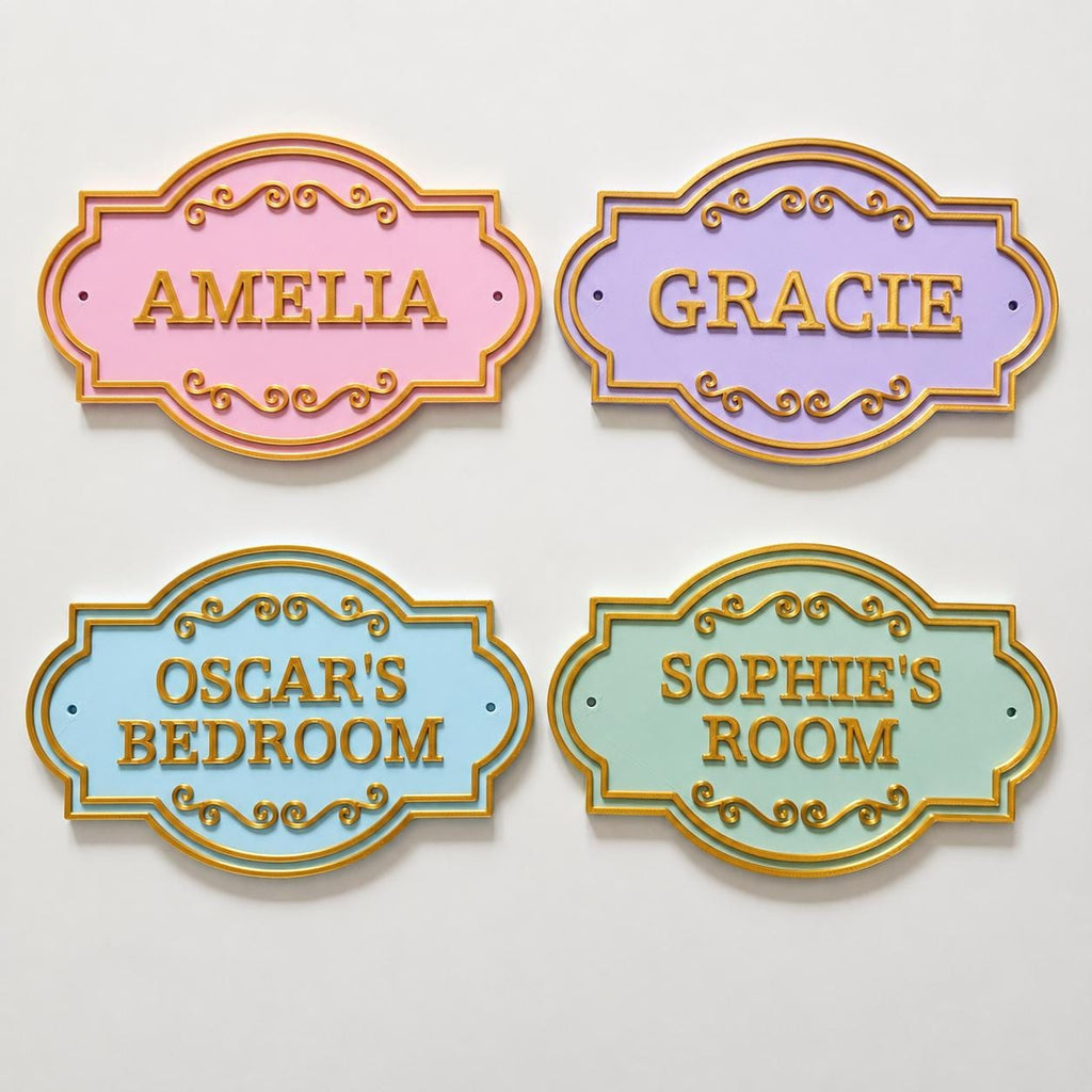 Personalised Kids Name Door Sign Custom Girls Boys Gold Bedroom Decoration Plate