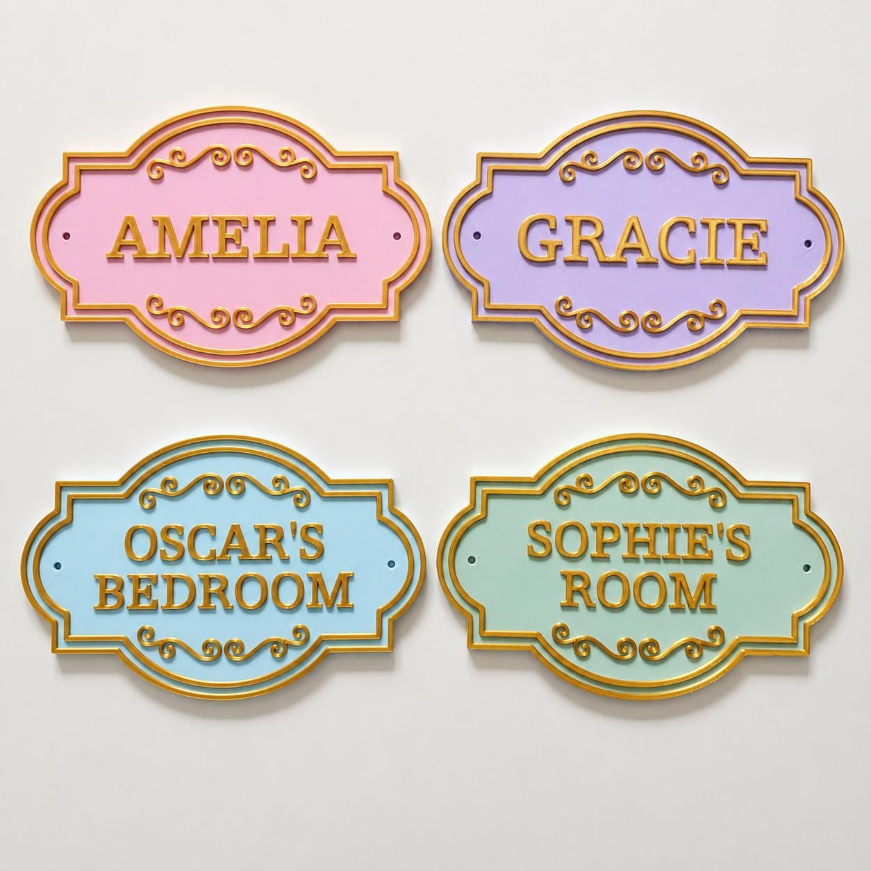 Personalised Kids Name Door Sign Custom Girls Boys Gold Bedroom Decoration Plate