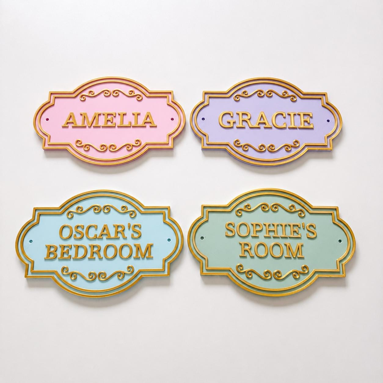 Personalised Kids Name Door Sign Custom Girls Boys Gold Bedroom Decoration Plate