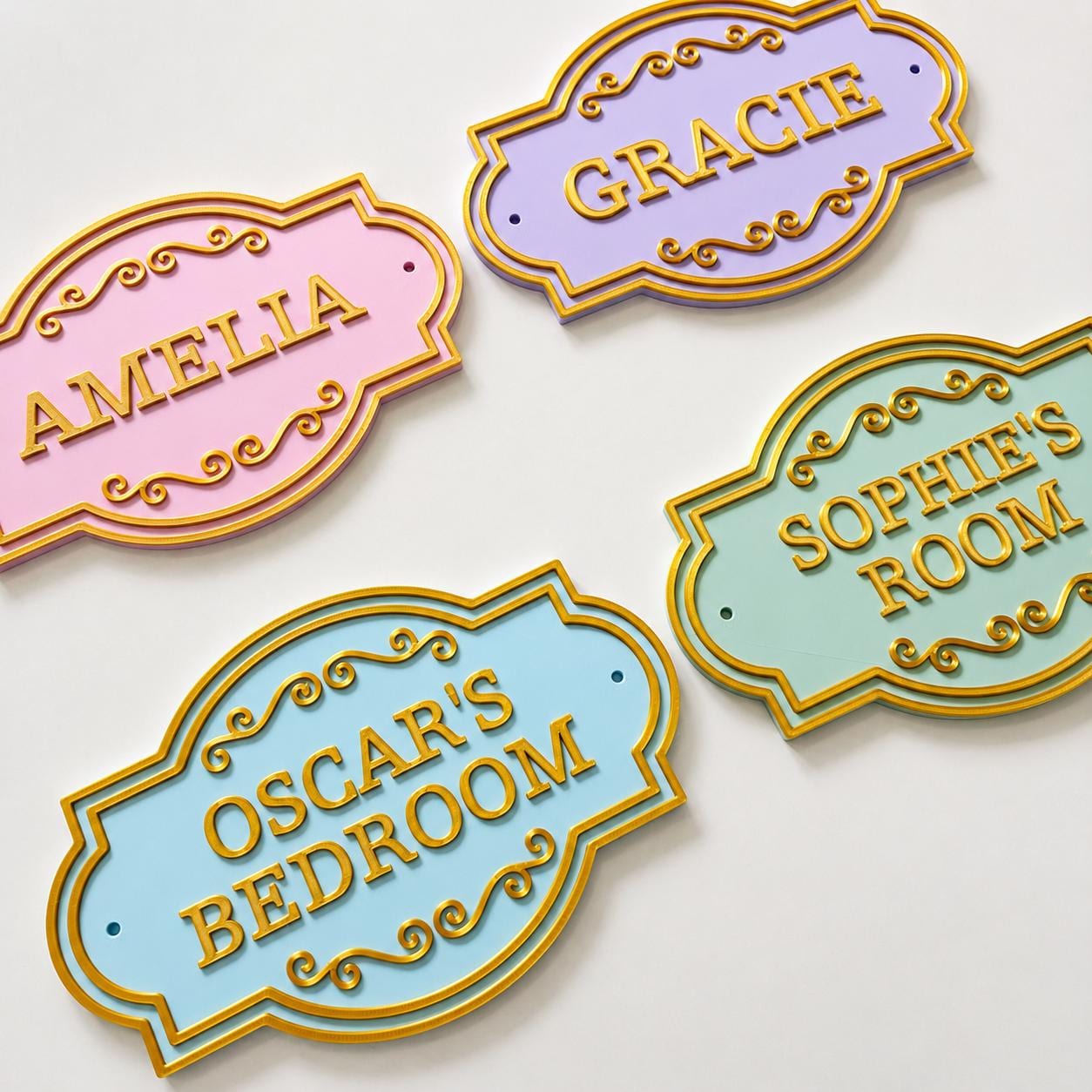 Personalised Kids Name Door Sign Custom Girls Boys Gold Bedroom Decoration Plate