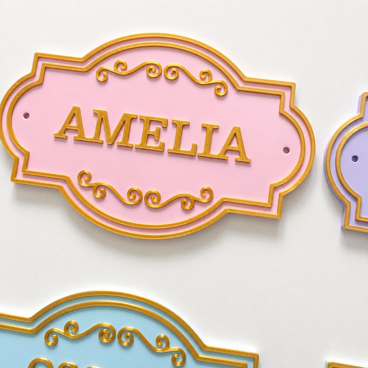 Personalised Kids Name Door Sign Custom Girls Boys Gold Bedroom Decoration Plate