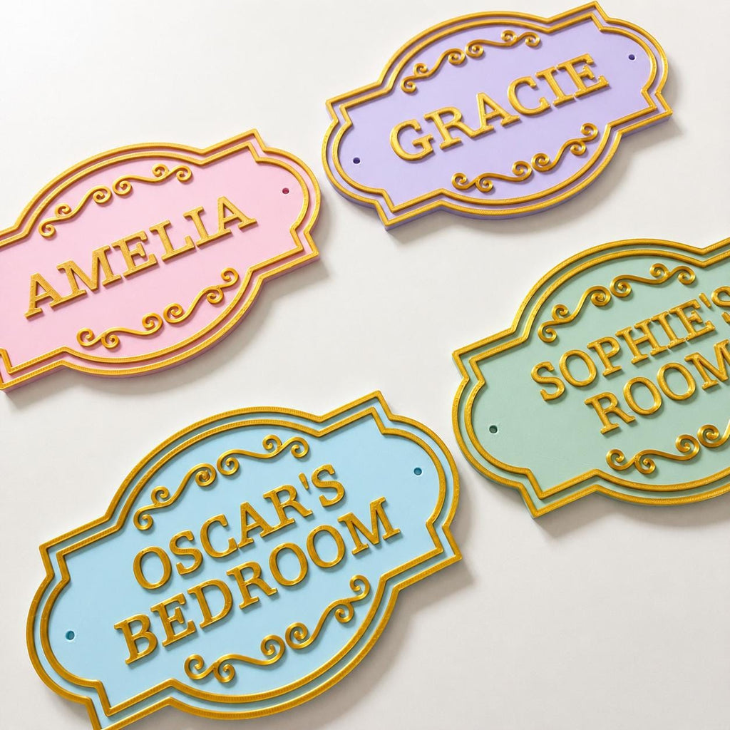 Personalised Kids Name Door Sign Custom Girls Boys Gold Bedroom Decoration Plate