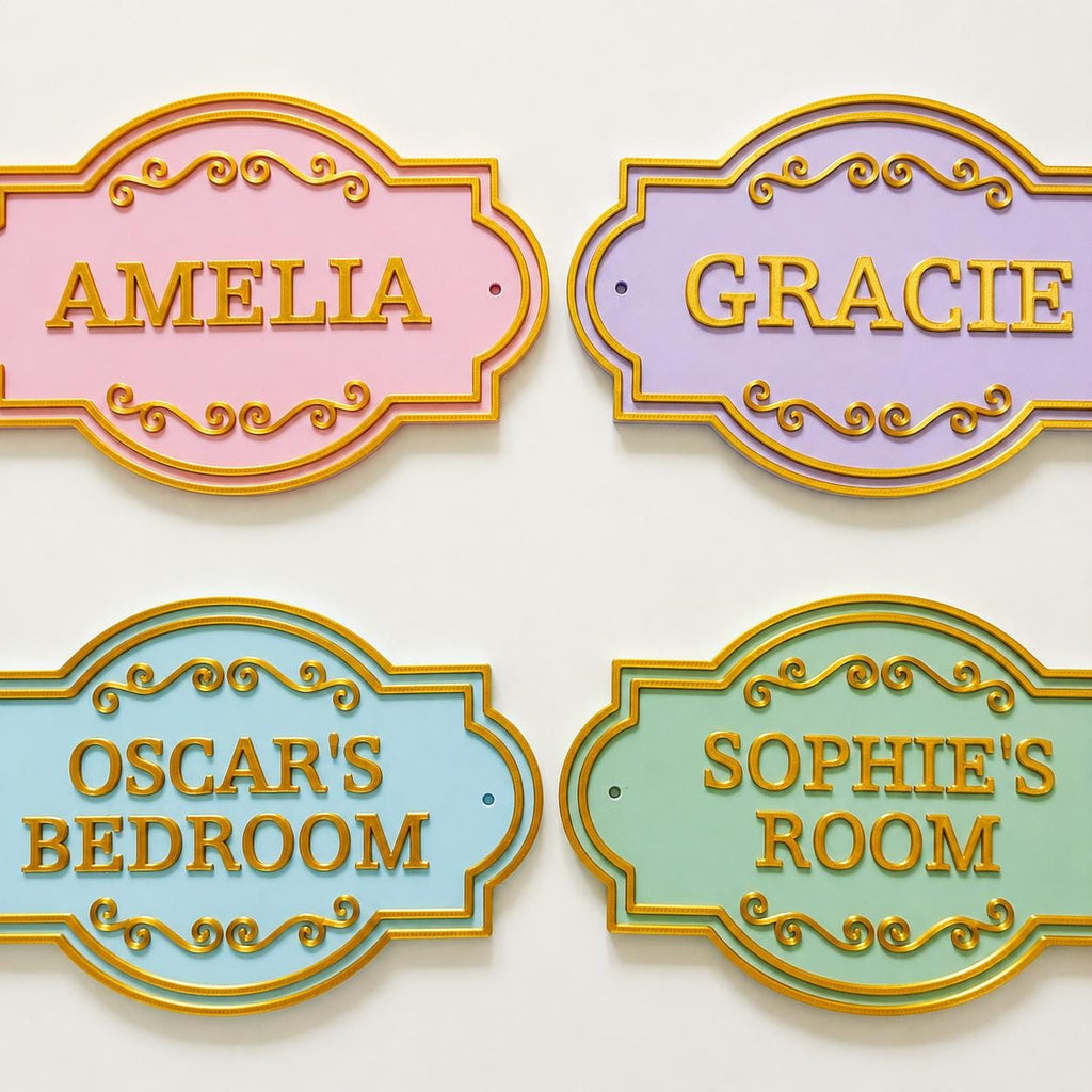 Personalised Kids Name Door Sign Custom Girls Boys Gold Bedroom Decoration Plate