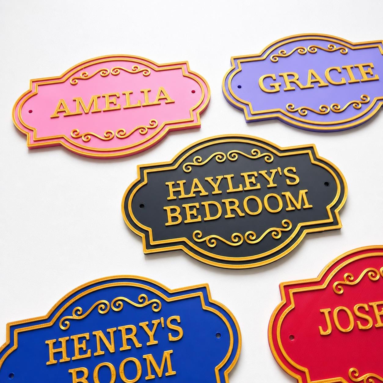 Personalised Kids Name Door Sign Custom Girls Boys Gold Bedroom Decoration Plate