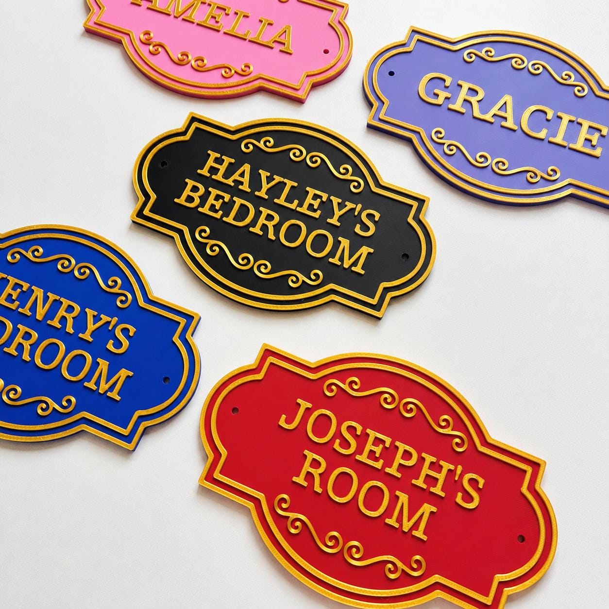 Personalised Kids Name Door Sign Custom Girls Boys Gold Bedroom Decoration Plate